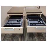 Contents of Cubicle, Adjustable Desk, L Shaped Desk, Storage Filing Cabinet, (2) Small Filing Cabinets
