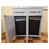 Commercial Dual Recycling and Trash Cabinet with Bins