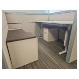 Modern White Office Storage Cabinet Set with Cushions and Adjustable Desk