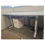 Modern White Office Storage Cabinet Set with Cushions and Adjustable Desk