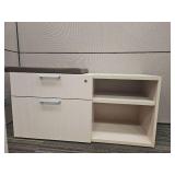Modern White 2-Drawer Mobile Filing Cabinet and Larger 2- Drawer File Cabinet with Open File Space