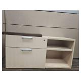 Modern White 2-Drawer Mobile Filing Cabinet and Larger 2- Drawer File Cabinet with Open File Space
