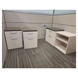 Modern White 2-Drawer Mobile Filing Cabinet and Larger 2- Drawer File Cabinet with Open File Space