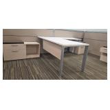 Modern L-Shaped Office Desk with Filing Cabinets