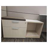 Modern L-Shaped Office Desk with Filing Cabinets