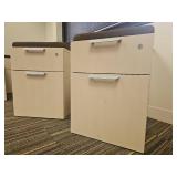 (2) Modern 2-Drawer Mobile File Cabinet with Cushion Top