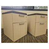 (2) Modern 2-Drawer Mobile File Cabinet with Cushion Top