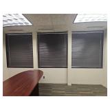 Modern Office Conference Room Set with Artwork, Blinds, Ceiling Tiles, Chair.