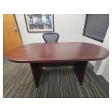Modern Office Conference Room Set with Artwork, Blinds, Ceiling Tiles, Chair.