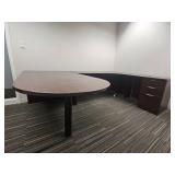 Executive U-Shaped Office Desk with Storage, Steelcase Chair, Blinds