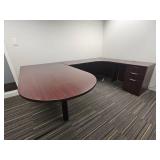 Executive U-Shaped Office Desk with Storage, Steelcase Chair, Blinds