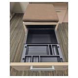Standing Modern 5.10ft White Table and 3 Office File Cabinets with Cushioned Top