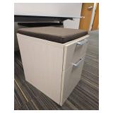 Standing Modern 5.10ft White Table and 3 Office File Cabinets with Cushioned Top