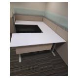 Modern Humanscale Office Cubicle Set W/ Modern Rising/ Standing White Desk