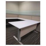 Modern Humanscale Office Cubicle Set W/ Modern Rising/ Standing White Desk