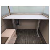 Modern Office Cubicle Workstation with Humanscale Adjustable Desks and Filing Credenzas