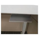Modern Office Cubicle Workstation with Humanscale Adjustable Desks and Filing Credenzas
