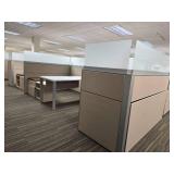 Office Cubicle System - Suite and 5 Cubicles with Credenzas and Humanscale Raising Desks