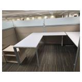 Office Cubicle System - Suite and 5 Cubicles with Credenzas and Humanscale Raising Desks