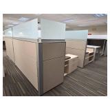 Office Cubicle System - Suite and 5 Cubicles with Credenzas and Humanscale Raising Desks