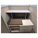 Office Cubicle System - Suite and 5 Cubicles with Credenzas and Humanscale Raising Desks
