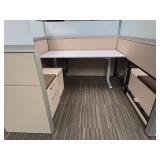 Office Cubicle System - Suite and 5 Cubicles with Credenzas and Humanscale Raising Desks