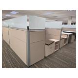 Office Cubicle System - Suite and 5 Cubicles with Credenzas and Humanscale Raising Desks