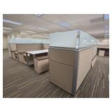 Office Cubicle System - Suite and 5 Cubicles with Credenzas and Humanscale Raising Desks