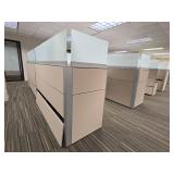 Office Cubicle System - Suite and 5 Cubicles with Credenzas and Humanscale Raising Desks