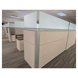 Office Cubicle System - Suite and 5 Cubicles with Credenzas and Humanscale Raising Desks