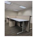 6 Station Cubicle Set W/ 6 Humanscale Height-Adjustable Office Desk