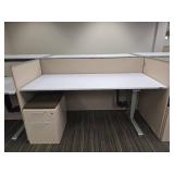 6 Station Cubicle Set W/ 6 Humanscale Height-Adjustable Office Desk