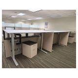 6 Station Cubicle Set W/ 6 Humanscale Height-Adjustable Office Desk