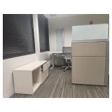 Office Workstation Set with Filing Cabinet and Ergonomic Chair
