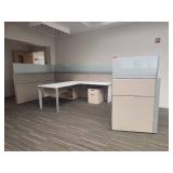 Modern L-Shaped Office Desk with Privacy Panel