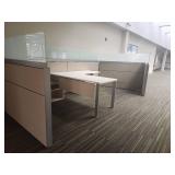 Modern L-Shaped Office Desk with Privacy Panel