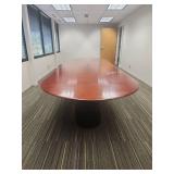 Large Cherry Wood Conference Table with Dual Pedestal Base