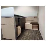 Modern White Office Workstation Set with Height-Adjustable Desk