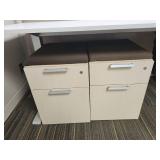 Modern Office Height-Adjustable Desk with (2) Filing Cabinets