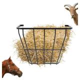 Qriocioa Wall Mount Hay Rack 27 Gallon Multiple Sided Goat Hay Feeder Heavy Duty Iron Wall Trough for Sheep Livestock Cattle in Farm Effortless Installation 31.5"*15.3"* 24.2"