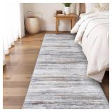 3x10 Washable Runner Rug for Family: Easy-to-Clean Runners for Hallway Entryway Bedroom - Stain and Water Resistant Rugs with Non-Slip Backing - Soft Low-Pile Carpet 10ft Beige Grey