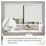 SUNOFF Cordless Blackout Roller Shades Blinds for Windows Free-Stop,Pull Down Room Darkening with Valance,Thermal Insulated Woven Fabric Window Door Blinds for Home,Office,Linen 38\" W x 72\" L