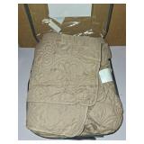 Queen 3pc Vancouver Fitter Bedspread Set Khaki: Madison Park, Microfiber, Quilted Design, Includes Shams