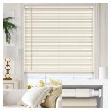 LazBlinds No Tools No Drill 1" Vinyl Mini Blinds, Cordless Blinds for Windows, Light Filtering Horizontal Window Blinds & Shades, 36" W x 64" H, Cream