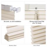 LazBlinds No Tools No Drill 1" Vinyl Mini Blinds, Cordless Blinds for Windows, Light Filtering Horizontal Window Blinds & Shades, 36" W x 64" H, Cream