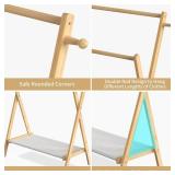 BAMBOOHOMIE Kids Clothing Rack, Small Clothes Rack for Toddler Pets, Kids Dress Up Rack with Storage Shelf & Double Rods, Foldable Kids Clothes Rack for Nursery Child