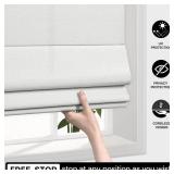 LazBlinds Cordless Roman Shades for Windows, Light Filtering Thermal Insulated Window Blinds, Lightweight Fabric Blinds for Indoor Windows, 24\" W x 72\" H, Ivory