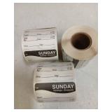 Sunday Food Date Labels 3 Rolls