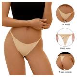 DEANGELMON G-string Thongs for Women Panties No Show Thong Seamless Underwear Low Rise Comfortable Microfiber Workout Pack (5pk ,Large)