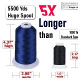 Simthread 5500Yds Embroidery Thread, 5000M High-Yardage 40WT 100% Polyester Thread 170+ Vivid Colors, High-Speed Rated Compatible with Brother, Singer, Janome & More - Emerald Green 507